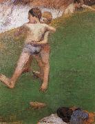 Paul Gauguin chidren wrestling oil on canvas